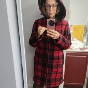 Charlies Red and Black Plaid Winter Coat